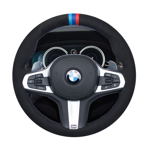 Loncky Auto Custom Fit OEM Black Genuine Leather Suede Car Steering Wheel  Cover for BMW 228i 230i 320i 328i 330i 335i 340i 428i 430i 435i 440i 525i  535i 550i 640i 650i Accessories