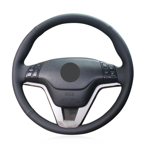 Loncky Auto Custom Fit OEM Black Genuine Leather Car Steering Wheel Cover for Honda CRV CR-V 2007 2008 2009 2010 2011 Accessories