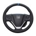 111Loncky Auto Custom Fit OEM Black Genuine Leather Car Steering Wheel Cover for Honda CRV CR-V 2012 2013 2014 2015 2016 Accessories