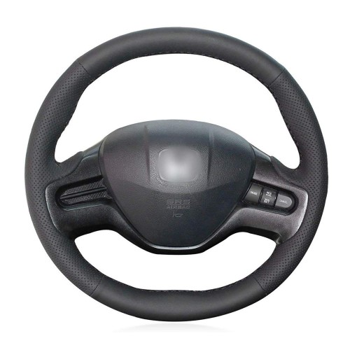 Loncky Auto Custom Fit OEM Black Genuine Leather Car Steering Wheel Cover for Honda Civic 2006 2007 2008 2009 2010 2011 Honda Civic Accessories