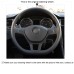 111Loncky Auto Custom Fit OEM Black Genuine Leather Suede Car Steering Wheel Cover for Volkswagen VW Golf 7 Mk7 New Polo 2014 2015 2016 2017 Accessories 