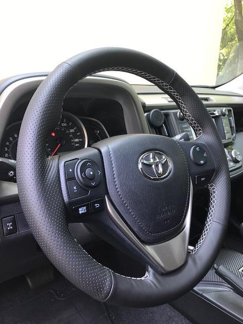 Loncky Auto Black Genuine Leather Custom Fit Steering Wheel Covers for ...