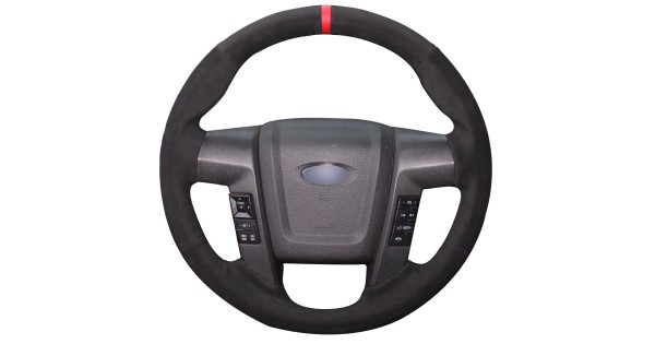 Loncky Auto Black Suede Custom Steering Wheel Covers for Ford F150 SVT