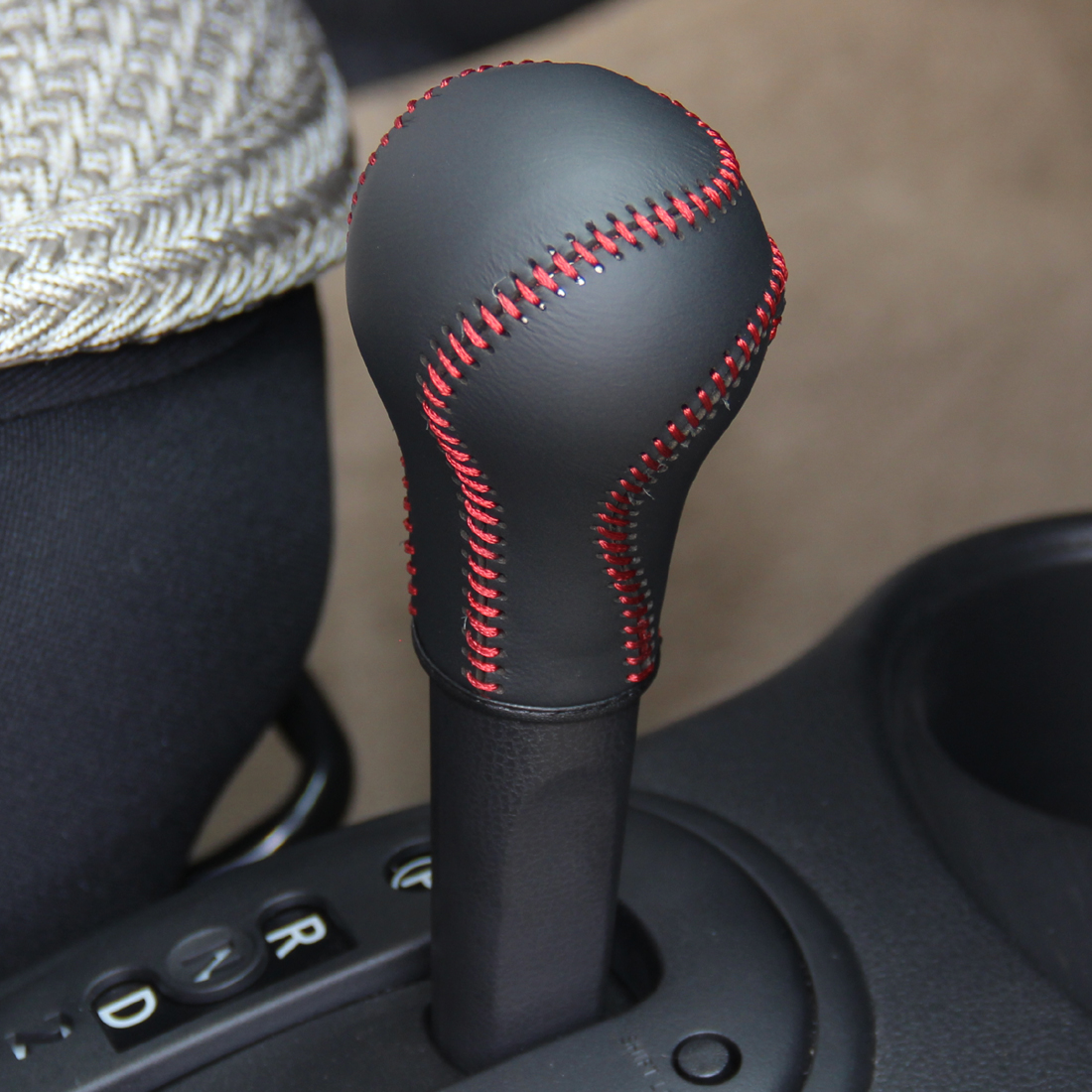 Loncky Black Genuine Leather Custom Fit Gear Shift Knob Cover for 2013 ...