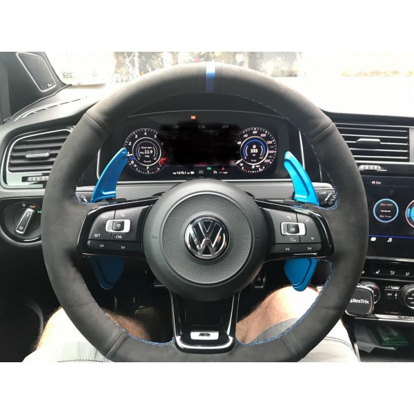 Loncky Black Suede Black Leather Auto Custom Steering Wheel Covers